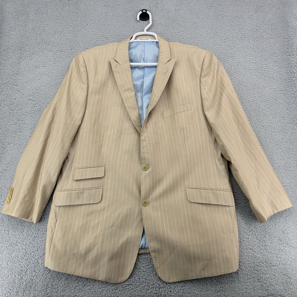 Sartoria Tosi Super 150's Blazer Sport Coat Men's 52R Beige Pinstripe Italy